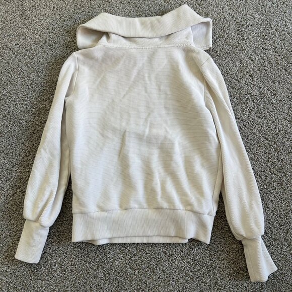 Varley Vine Womens Sz XS Ivory Half-Zip Pullover Sweatshirt Oversized Collar - Picture 7 of 13